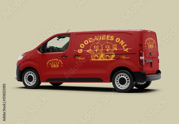 Fototapeta Mockup Of Customizable Van And Background