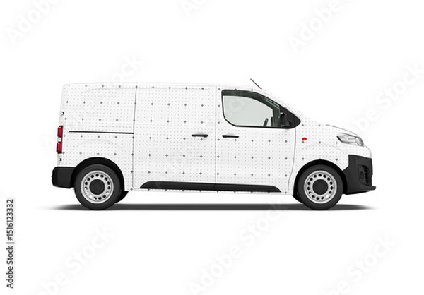 Fototapeta Mockup Of Courier Van And Background, Customized
