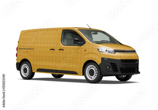 Fototapeta Mockup Of Courier Van And Background, Customizable