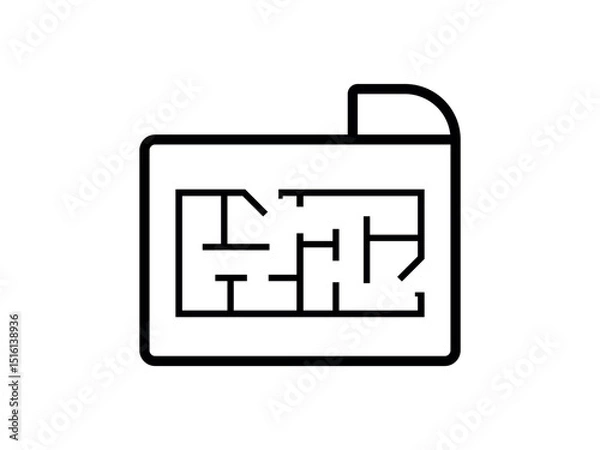 Fototapeta Floor Plan Blueprint Icon. Architectural Layout Vector, Home Design Symbol, Room Arrangement Diagram, Interior Planning Graphic