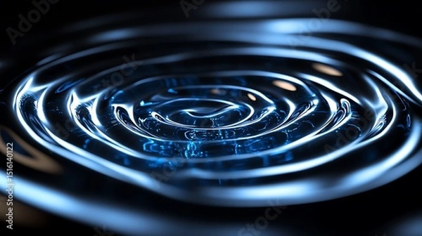Fototapeta Ethereal Blue Concentric Ripples Creating Hypnotic Visuals on a Dark Surface