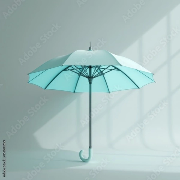 Obraz streamlined umbrella shape in a minimalist style, using pale aqua hues, thin lines, airy layout, contemporary vibe, high resolution