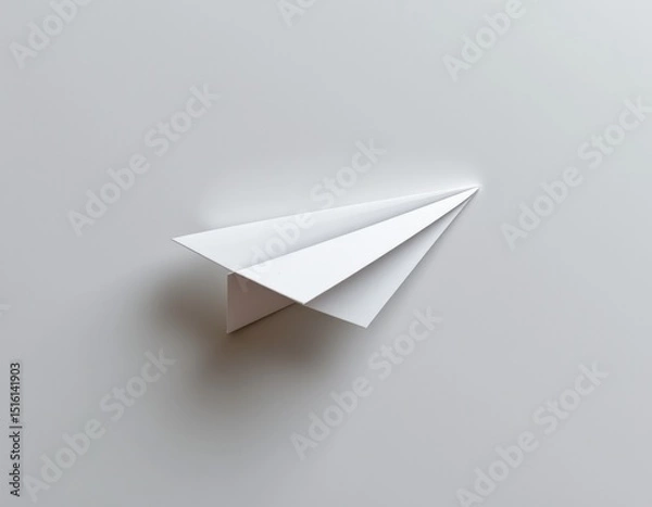 Obraz streamlined paper airplane in a minimalist style, using soft white and steel hues, thin lines, airy layout, contemporary vibe, high resolution