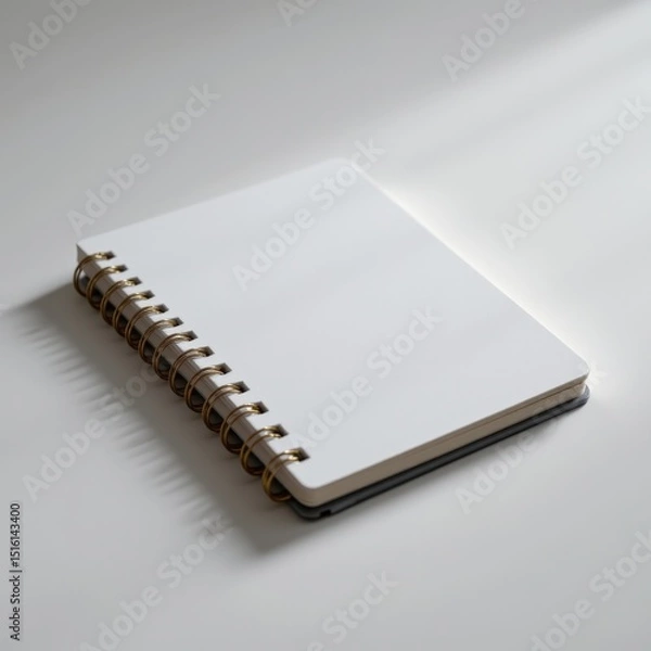 Obraz single notebook on a white background, in a refined style, with sharp details, minimal reflection, studio glow, high resolution