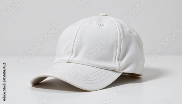 Obraz single cotton cap on a white background, in a refined style, with sharp details, minimal reflection, studio glow, high resolution