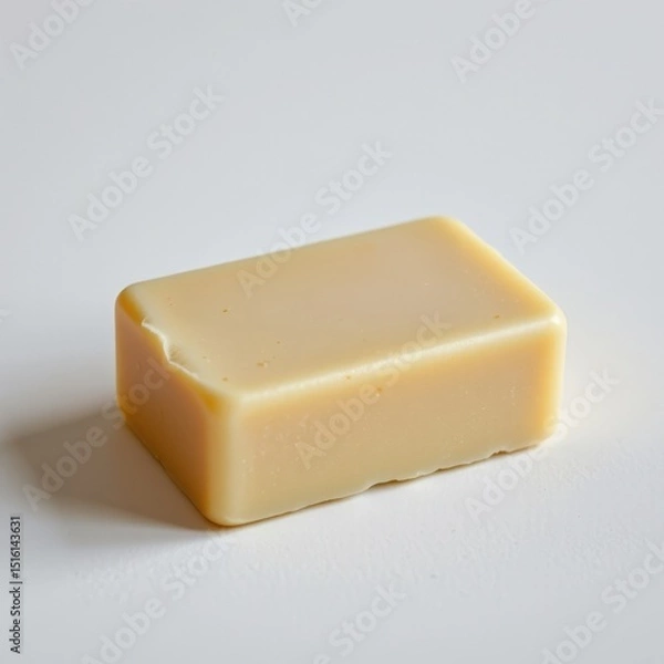 Fototapeta single bar of soap on a white background, in a refined style, with sharp details, minimal reflection, studio glow, high resolution