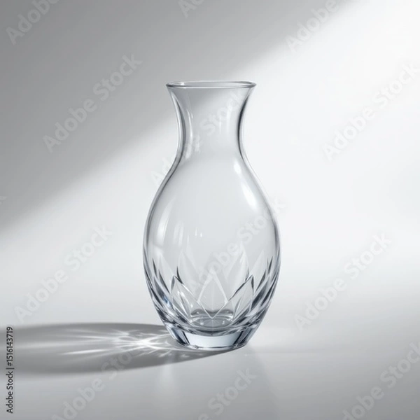 Obraz solo crystal vase on a white background, in a professional style, with clear textures, faint shadow, balanced lighting, high resolution