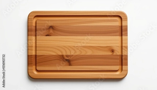 Obraz solo wooden chopping board on a white background, in a professional style, with clear textures, faint shadow, balanced lighting, high resolution