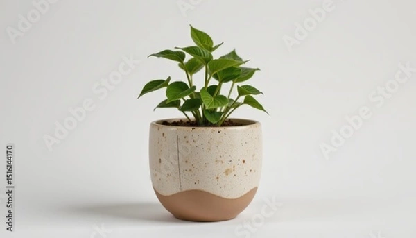 Obraz solo ceramic flowerpot on a white background, in a professional style, with clear textures, faint shadow, balanced lighting, high resolution