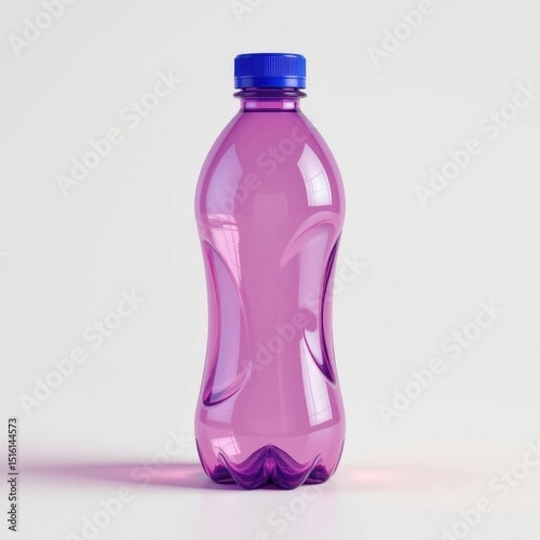 Obraz detailed plastic bottle in a 3d style on a white background, with realistic textures, soft shadows, warm lighting, high resolution