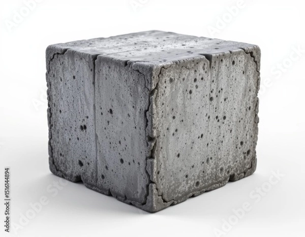 Obraz detailed concrete block in a 3d style on a white background, with realistic textures, soft shadows, ambient lighting, high resolution