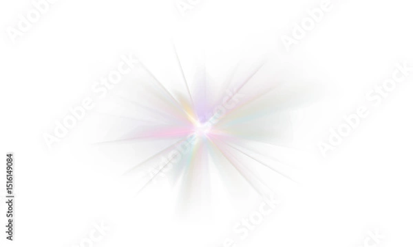 Fototapeta PNG diamond sparkle with crystal prism, rainbow spectrum, optical lens effect, neon light, magic glow, shine and glitter, colorful background, fantasy reflection and iridescent beam


