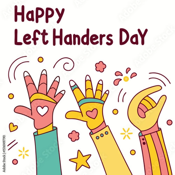 Fototapeta Quirky and Fun Vector Art for Lefthanders Day.eps