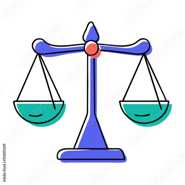 Fototapeta Justice scale icon in colorful minimal doodle style