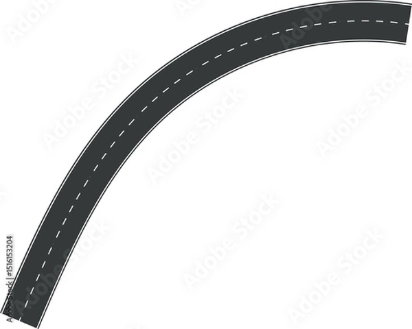 Obraz Wavy Curve road. Top view of racetrack. Winding road from top view illustration. Empty highway asphalt road, Ariel View Road, Empty highway black asphalt road with dividing lines.