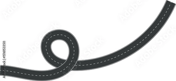 Obraz Wavy Curve road. Top view of racetrack. Winding road from top view illustration. Empty highway asphalt road, Ariel View Road, Empty highway black asphalt road with dividing lines.