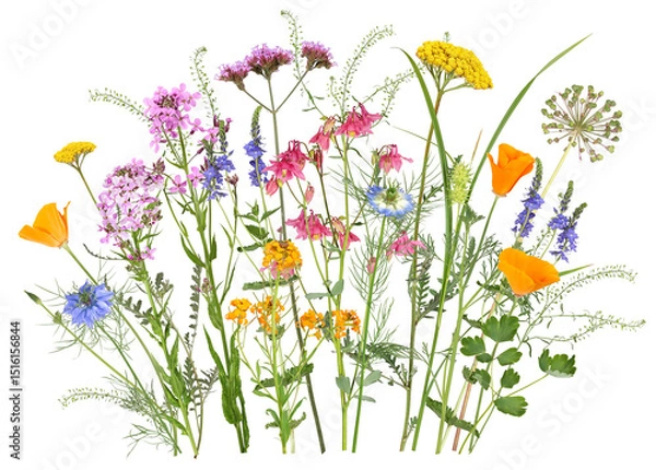 Fototapeta Photography from colorful meadow and garden flowers in springtime