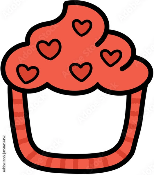 Obraz Cup cake frame PNG with cute hearts Sprinkle in many colours