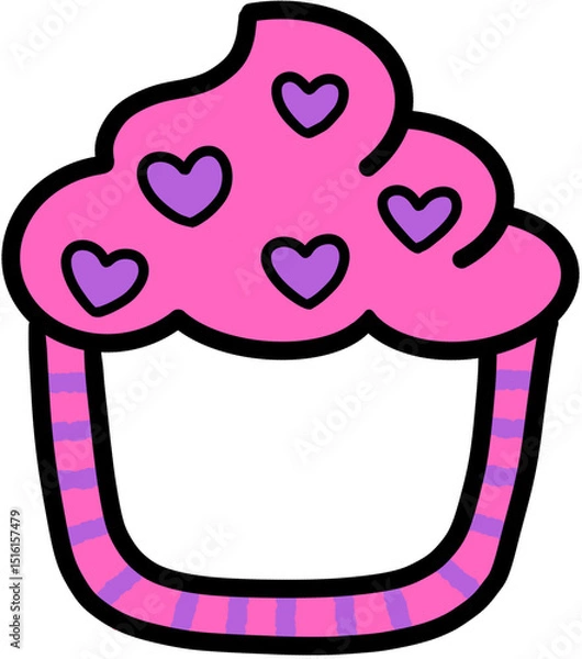 Obraz Cup cake frame PNG with cute hearts Sprinkle in many colours