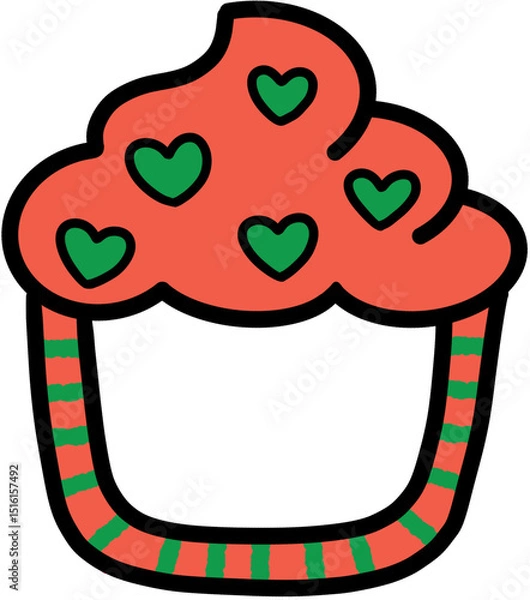 Obraz Cup cake frame PNG with cute hearts Sprinkle in many colours