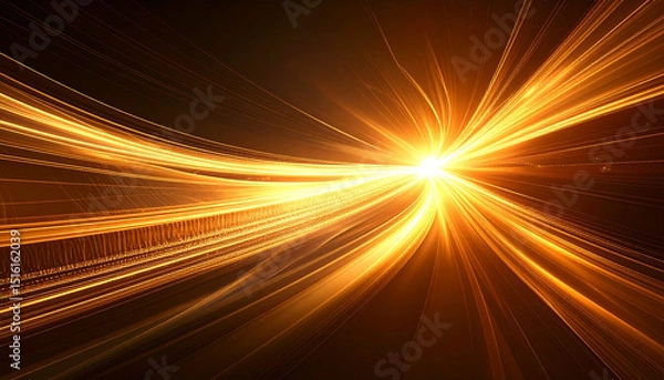 Fototapeta 金色の光が放射状に広がるエネルギッシュな背景