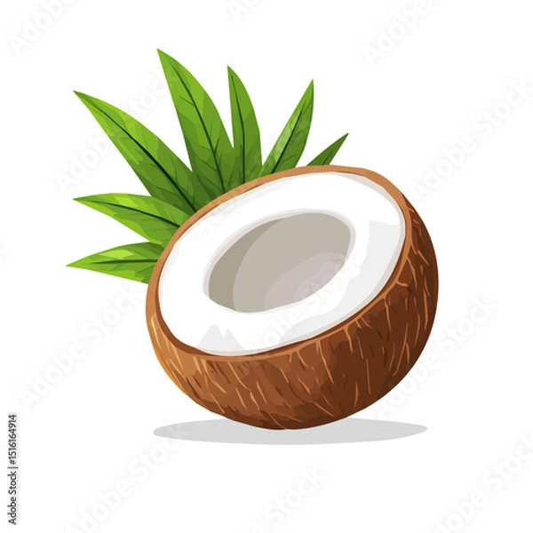 Obraz My Simple flat 2D icon, coconut branch isolated on a transparent background, vector, flat design, animation design, simple flat 2D icon, minimalist design, clipart. eps