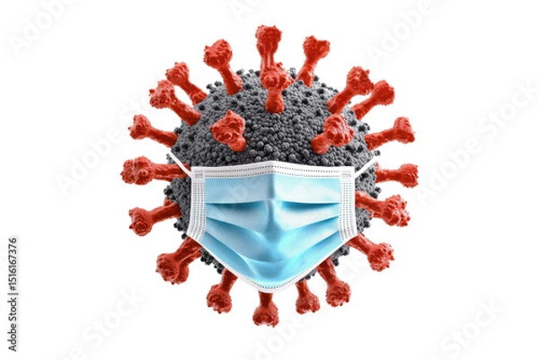 Obraz coronavirus with mask isolated on transparent background.