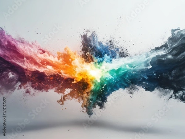 Fototapeta Dynamic color explosion abstract art digital medium vibrant palette studio setting artistic perspective