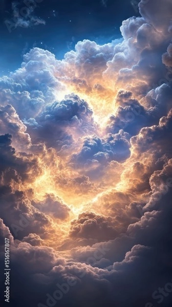 Obraz Dramatic cloud formation at sunset nature scene atmospheric landscape vibrant colors serene environment