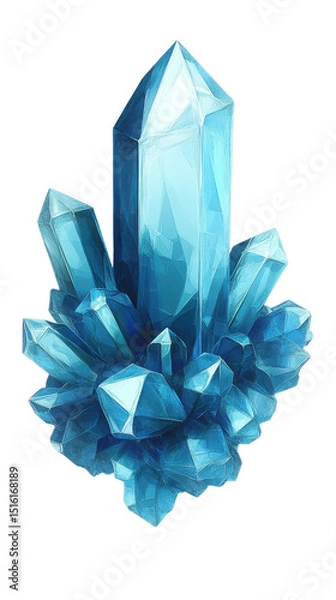 Obraz blue crystal cluster on transparent background