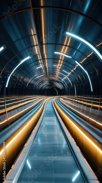 Obraz Dynamic light trails in futuristic tunnel urban environment photography perspective motion concept