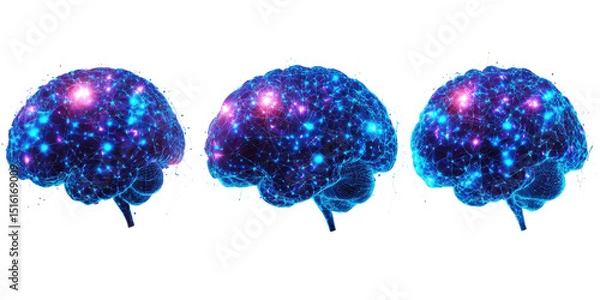 Obraz human brain network concept, isolated on black.