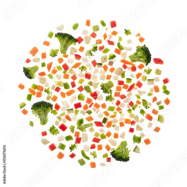 Obraz Small herbs flying around at different angles with natural distance, suitable for organic food advertising or healthy lifestyle design. Sharp detailed PNG on transparent background.