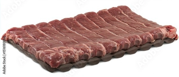 Fototapeta Raw beef strips on a tray