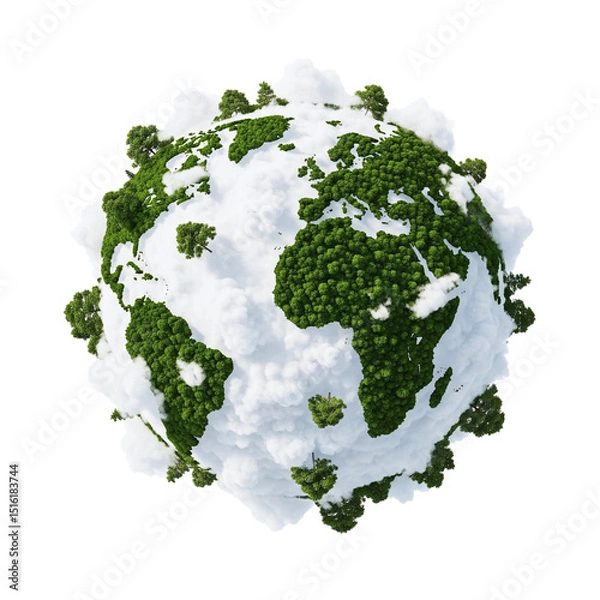 Obraz Earth and trees are important elements in environmental conservation and global warming awareness. Perfect for eco-friendly campaigns or sustainability advertisements. Realistic PNG on transparent bac