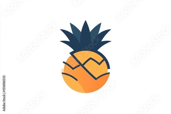 Fototapeta vector illustration of a pinapple logo , flat , white background