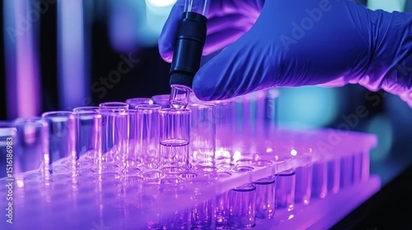 Fototapeta Test tubes filled with vibrant hues highlight scientific experimentation.
