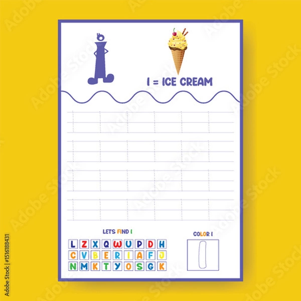 Obraz Alphabet learning and writing practice tracing worksheet template