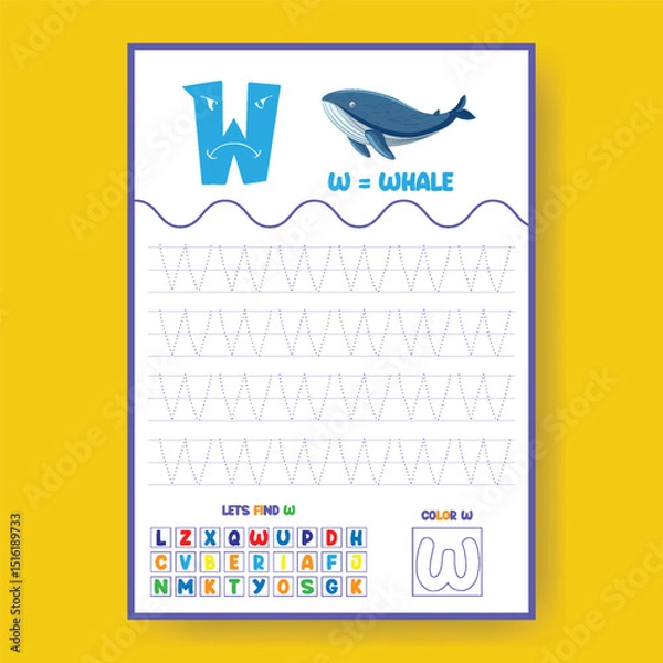 Obraz Alphabet learning and writing practice tracing worksheet template
