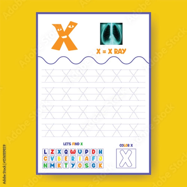 Obraz Alphabet learning and writing practice tracing worksheet template