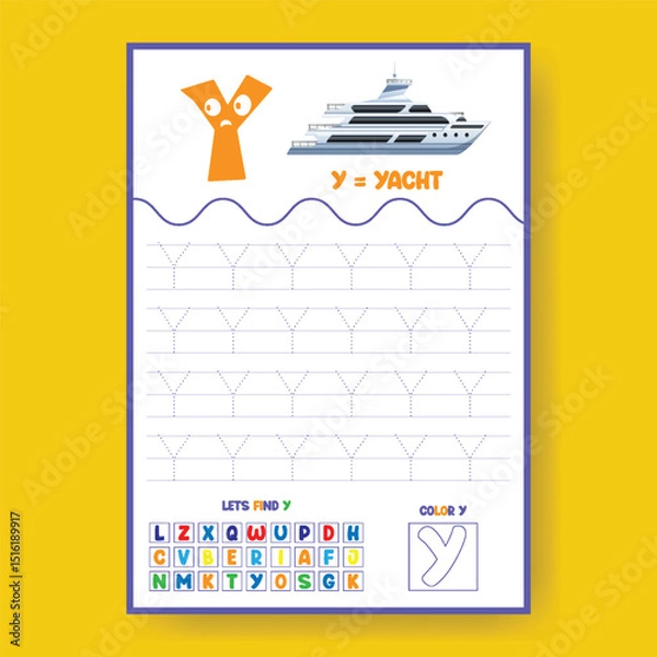 Obraz Alphabet learning and writing practice tracing worksheet template