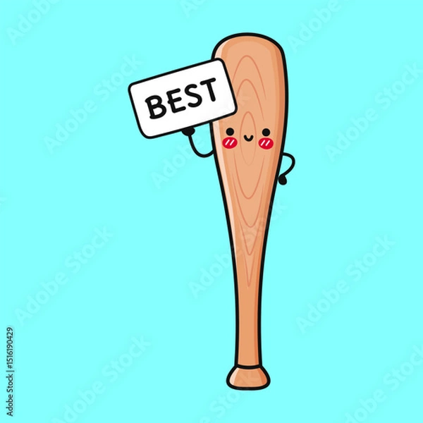 Obraz A charming cartoon Baseball Bat proudly displays the word Best on a light blue backdrop.