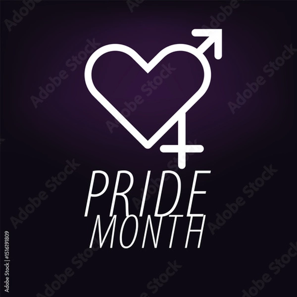 Obraz Elegant Pride Month Icon with Gender Symbols on Purple Background