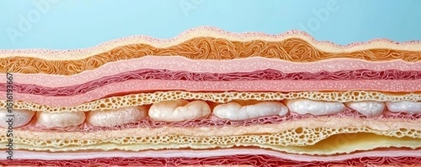 Fototapeta In-depth representation of the skin's cellular structure.