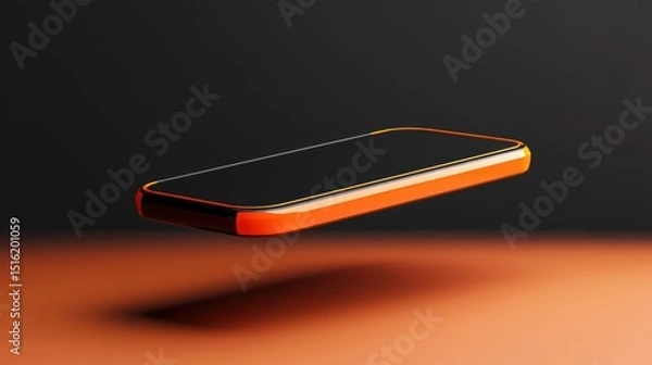 Obraz Sleek floating orange smartphone against a minimalist gradient backdrop composition