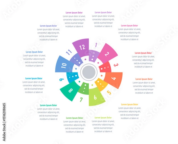 Fototapeta twelve steps infographic template. gears infographic template. infographic template for business, education, industry, technology world. infographic template for annual report, magazine