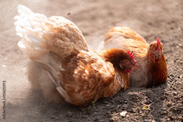 Fototapeta chicken in the coop, hen at farm