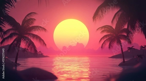 Obraz Vibrant sunset over tropical islands