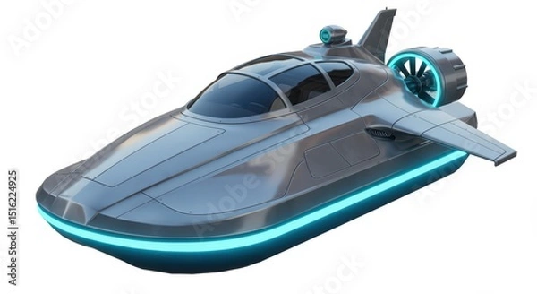 Obraz Futuristic Hovercraft: A Sleek, Silver Design