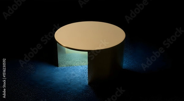 Fototapeta Illuminated Round Table In The Dark On The Floor